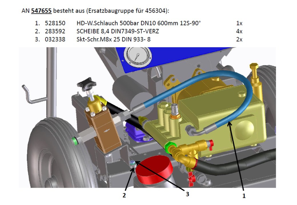 Ersatzbaugruppe HD-Schlauch AN 456304