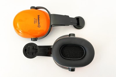 Gehörschutz orange mit Helmbefestigung